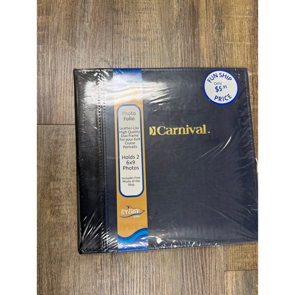 Carnival Cruise Line Photo Folio Duo Frame Navy Blue Faux Leather Holds 2 6x9